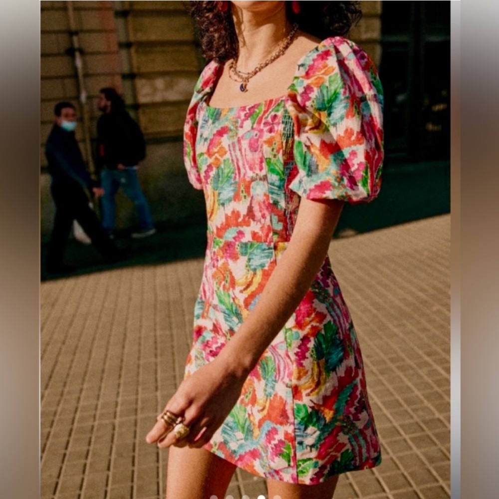 Sézane Mini Allya Dress NWT Size 38 (US 6) in Tropics Ecru